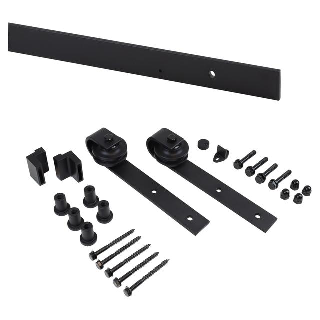 SISTEMA PER PORTE SCORREVOLI SOSPESE BINARIO 2 m 2 CARRELLI ACCIAIO NERO PORTATA 80 kg | Tecnomat SISTEMA PER PORTE SCORREVOLI SOSPESE BINARIO 2 m 2 CARRELLI ACCIAIO NERO PORTATA 80 kg | Tecnomat