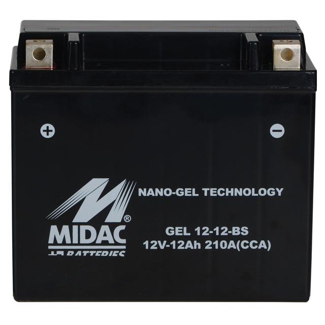 BATTERIA MOTO GEL 12Ah 210A MIDAC 12-BS 151x87x130 mm (LxPxH) PESO 3,671 kg | Tecnomat BATTERIA MOTO GEL 12Ah 210A MIDAC 12-BS 151x87x130 mm (LxPxH) PESO 3,671 kg | Tecnomat