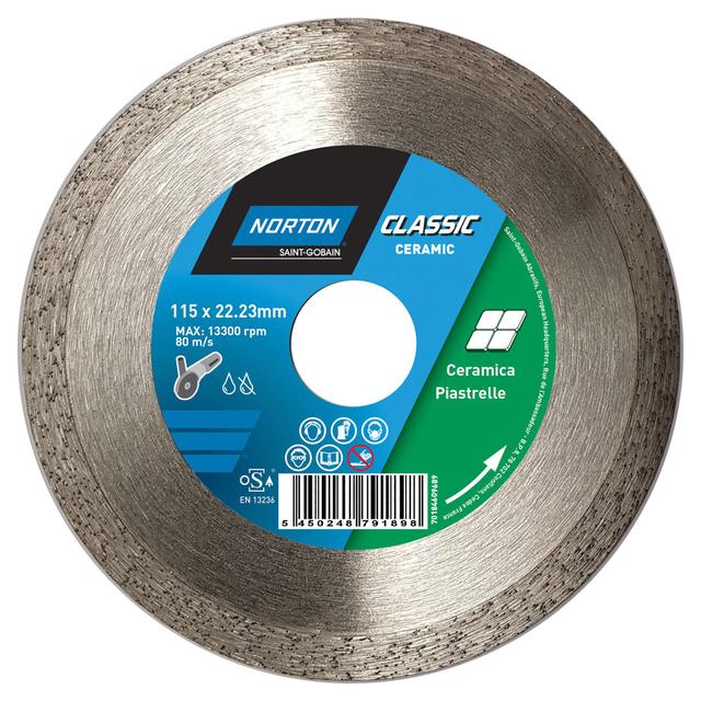 DISCO DIAMANTATO NORTON CLASSIC Ø115 mm CORONA CONTINUA LISCIA PER CERAMICA E PIASTRELLE | Tecnomat DISCO DIAMANTATO NORTON CLASSIC Ø115 mm CORONA CONTINUA LISCIA PER CERAMICA E PIASTRELLE | Tecnomat