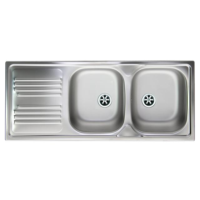LAVELLO ATMOSFERA 116x50cm INOX PRELUCID 2 VASCHE CON SGOCCIOLATOIO A SINISTRA PILETTA 2'' | Tecnomat LAVELLO ATMOSFERA 116x50cm INOX PRELUCID 2 VASCHE CON SGOCCIOLATOIO A SINISTRA PILETTA 2'' | Tecnomat
