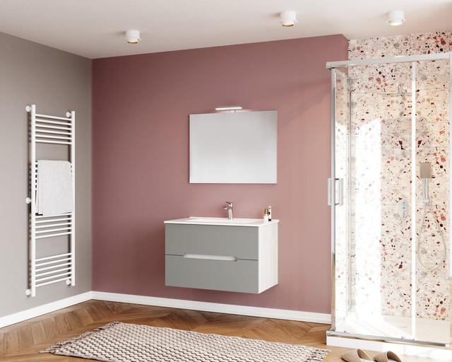 MOBILE IRIS 2CASSETTI 80x53x46cm (LxHxP) BIANCO E TORTORA LAVABO IN CERAMICA SPECCHIO FILO LUCE | Tecnomat MOBILE IRIS 2CASSETTI 80x53x46cm (LxHxP) BIANCO E TORTORA LAVABO IN CERAMICA SPECCHIO FILO LUCE | Tecnomat