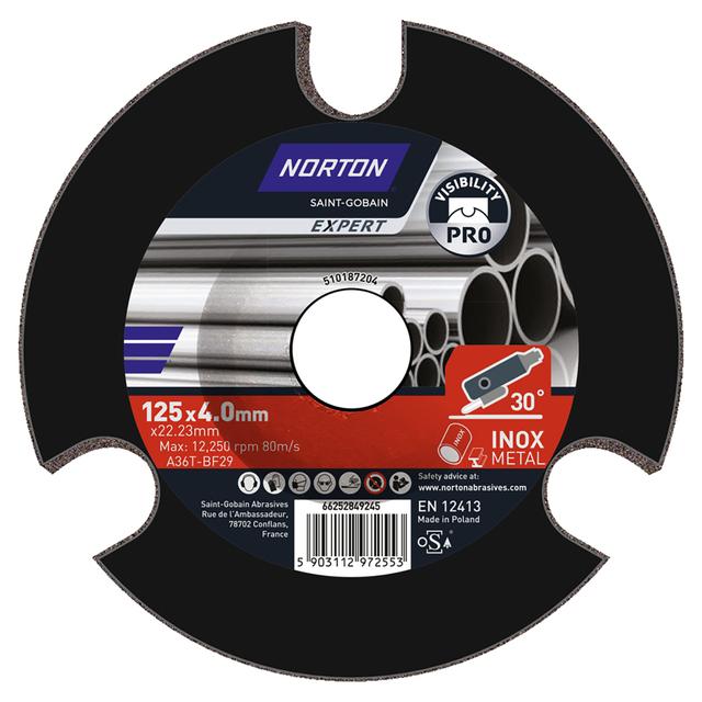 DISCO ABRASIVO NORTON EXPERT Ø125 mm SPESSORE 4,0 mm SBAVO INOX VISIBILITA' AREA DI LAVORO | Tecnomat DISCO ABRASIVO NORTON EXPERT Ø125 mm SPESSORE 4,0 mm SBAVO INOX VISIBILITA' AREA DI LAVORO | Tecnomat