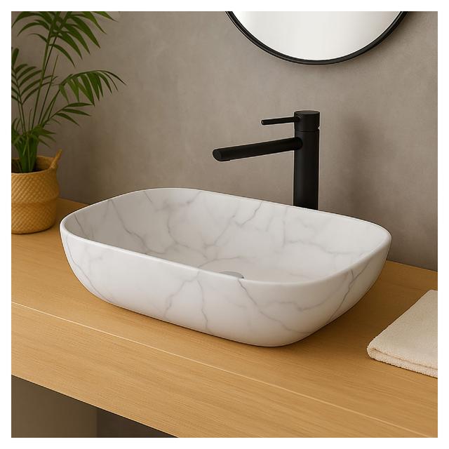 LAVABO D'APPOGGIO LARA IN CERAMICA MARMO BIANCO RETTANGOLARE 46x13,5x32 cm (LxHxP) | Tecnomat LAVABO D'APPOGGIO LARA IN CERAMICA MARMO BIANCO RETTANGOLARE 46x13,5x32 cm (LxHxP) | Tecnomat