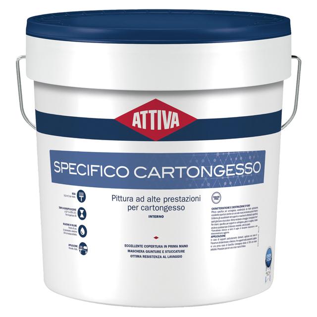 IDROPITTURA SPECIFICO CARTONGESSO ATTIVA 5 l ALTA COPERTURA 5-6 m² CON 1 l A 2 MANI | Tecnomat IDROPITTURA SPECIFICO CARTONGESSO ATTIVA 5 l ALTA COPERTURA 5-6 m² CON 1 l A 2 MANI | Tecnomat