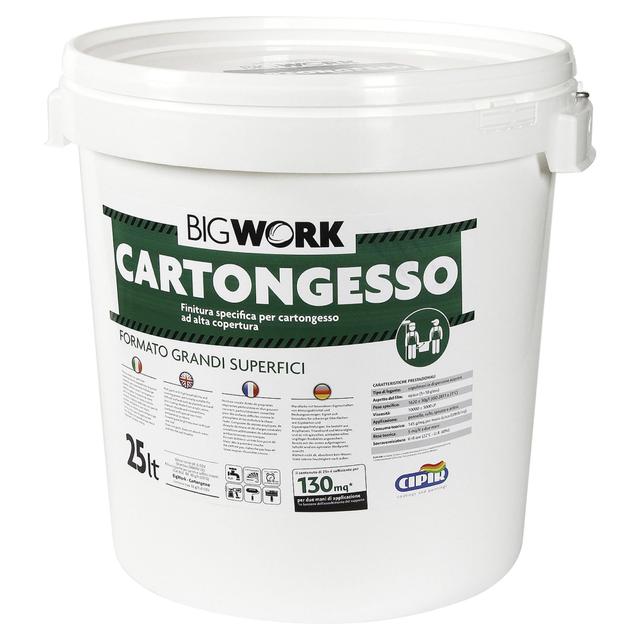 IDROPITTURA CARTONGESSO BIGWORK CIPIR 25 l BIANCA PER INTERNO 5-6 m² CON 1 l A 2 MANI | Tecnomat IDROPITTURA CARTONGESSO BIGWORK CIPIR 25 l BIANCA PER INTERNO 5-6 m² CON 1 l A 2 MANI | Tecnomat