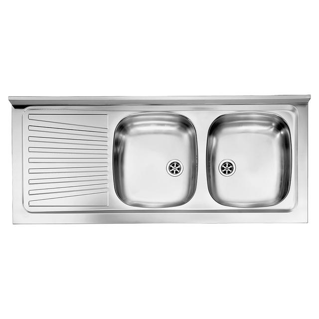 LAVELLO D'APPOGGIO MONDIAL 120x50 cm 2 VASCHE DESTRA CON SGOCCIOLATOIO PILETTA 2'' | Tecnomat LAVELLO D'APPOGGIO MONDIAL 120x50 cm 2 VASCHE DESTRA CON SGOCCIOLATOIO PILETTA 2'' - 2 | Tecnomat