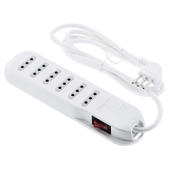 MULTIPRESA BTICINO 6 PRESE 2P+T 10A CON CAVO DA 1,5 m BIANCA CON INTERRUTTORE | Tecnomat MULTIPRESA BTICINO 6 PRESE 2P+T 10A CON CAVO DA 1,5 m BIANCA CON INTERRUTTORE | Tecnomat