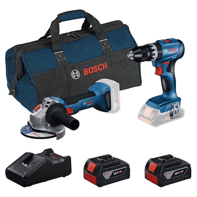 KIT TRAPANO BATTENTE 18V BOSCH BLU GSB 18V45 SMERIGLIATRICE 125mm GWS18V 2 BATTERIE LITIO 4Ah | Tecnomat KIT TRAPANO BATTENTE 18V BOSCH BLU GSB 18V45 SMERIGLIATRICE 125mm GWS18V 2 BATTERIE LITIO 4Ah | Tecnomat