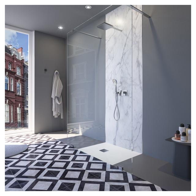 PIATTO DOCCIA EVEREST EFFETTO PIETRA IN MARMORESINA BIANCO 70x90 cm H 2,4 cm PILETTA Ø 90 mm | Tecnomat PIATTO DOCCIA EVEREST EFFETTO PIETRA IN MARMORESINA BIANCO 70x90 cm H 2,4 cm PILETTA Ø 90 mm - 2 | Tecnomat