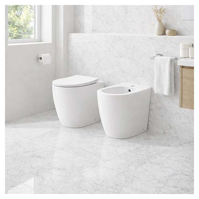 VASO E BIDET SERIE MOON A PAVIMENTO FILO MURO CERAMICA BIANCO VASO SCARICO MULTIPLO | Tecnomat VASO E BIDET SERIE MOON A PAVIMENTO FILO MURO CERAMICA BIANCO VASO SCARICO MULTIPLO - 2 | Tecnomat