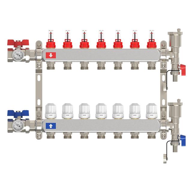 COLLETTORE PREMONTATO TECOM INOX 304 PER IMPIANTO RADIANTE INGRESSO 1'' 7 VIE 3/4'' EUROKONO | Tecnomat COLLETTORE PREMONTATO TECOM INOX 304 PER IMPIANTO RADIANTE INGRESSO 1'' 7 VIE 3/4'' EUROKONO | Tecnomat