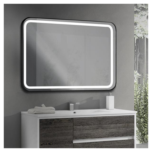 SPECCHIO OLEK 100x80 cm CORNICE NERA RETROILLUMINATO REVERSIBILE STRIP LED 35 W LUCE FREDDA | Tecnomat SPECCHIO OLEK 100x80 cm CORNICE NERA RETROILLUMINATO REVERSIBILE STRIP LED 35 W LUCE FREDDA | Tecnomat