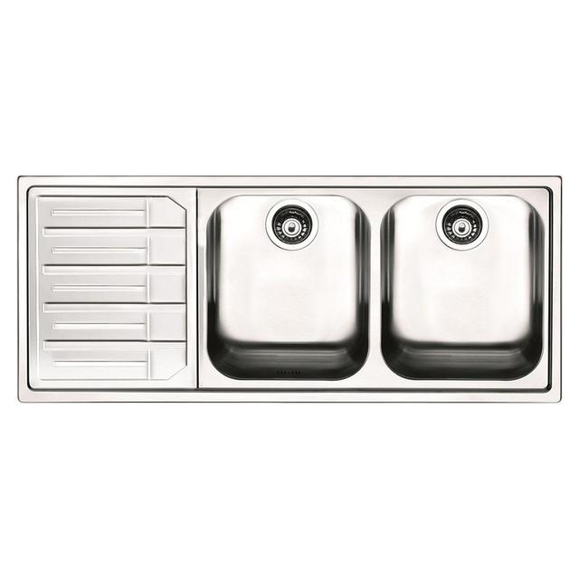 LAVELLO ROMA 116x50 cm INOX SPAZZOLATO 2 VASCHE CON SGOCCIOLATOIO A SINISTRA PILETTA 3,5'' | Tecnomat LAVELLO ROMA 116x50 cm INOX SPAZZOLATO 2 VASCHE CON SGOCCIOLATOIO A SINISTRA PILETTA 3,5'' | Tecnomat