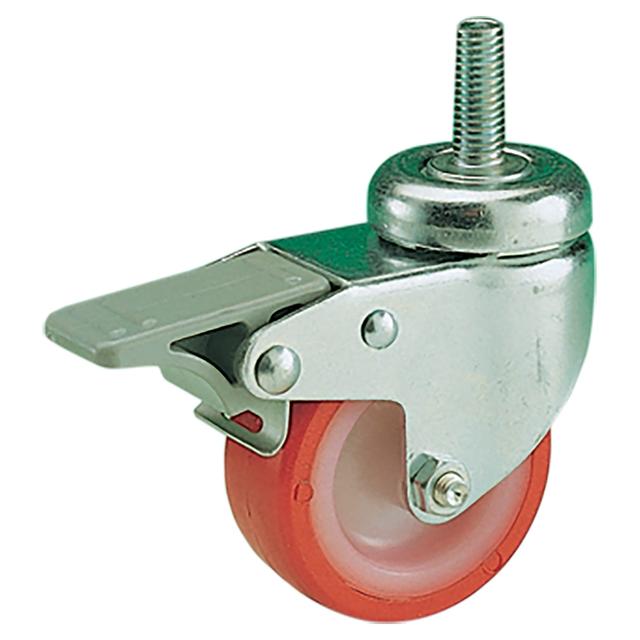 RUOTA Ø 50 mm PORTATA 25 kg CON FRENO NYLON ROSSO SUPPORTO A PERNO GIREVOLE | Tecnomat RUOTA Ø 50 mm PORTATA 25 kg CON FRENO NYLON ROSSO SUPPORTO A PERNO GIREVOLE - 2 | Tecnomat