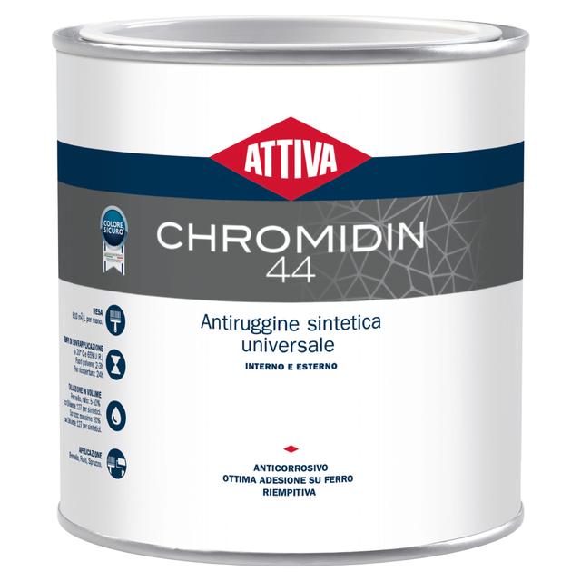 SMALTO ANTIRUGGINE ATTIVA CHROMIDIN 44 0,5 l GRIGIO ANTICORROSIVO 8-10 m² CON 1 l | Tecnomat SMALTO ANTIRUGGINE ATTIVA CHROMIDIN 44 0,5 l GRIGIO ANTICORROSIVO 8-10 m² CON 1 l | Tecnomat