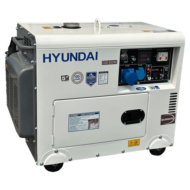 GENERATORE HYUNDAI 5000 W SILENZIATO 65240 POTENZA CONTINUA 4600W MOTORE 4 TEMPI DIESEL | Tecnomat GENERATORE HYUNDAI 5000 W SILENZIATO 65240 POTENZA CONTINUA 4600W MOTORE 4 TEMPI DIESEL - 2 | Tecnomat