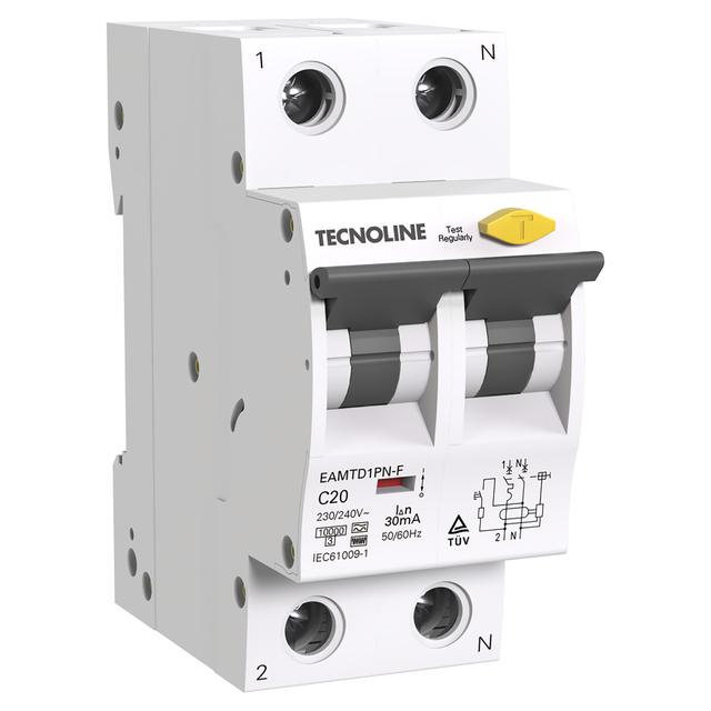 INTERRUTTORE MAGNETOTERMICO TECNOLINE DIFFERENZIALE 2P 20A TIPO F 30mA 6KA 230V 2 MODULI | Tecnomat INTERRUTTORE MAGNETOTERMICO TECNOLINE DIFFERENZIALE 2P 20A TIPO F 30mA 6KA 230V 2 MODULI - 2 | Tecnomat