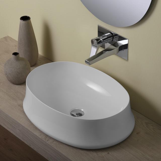 LAVABO D'APPOGGIO SIMAS SHARP04 CERAMICA BIANCO LUCIDO OVALE 60x16x42 cm (LxHxP) | Tecnomat LAVABO D'APPOGGIO SIMAS SHARP04 CERAMICA BIANCO LUCIDO OVALE 60x16x42 cm (LxHxP) - 2 | Tecnomat