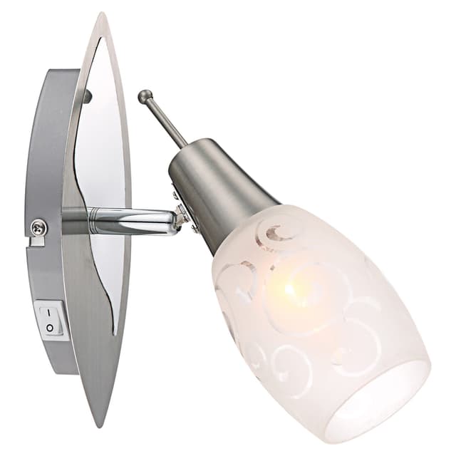 FARETTO AVENUE 1x40W MAX E14 IN NICKEL MATT E CROMO, VETRO OPALE SATINATO CON DECORI | Tecnomat FARETTO AVENUE 1x40W MAX E14 IN NICKEL MATT E CROMO, VETRO OPALE SATINATO CON DECORI - 2 | Tecnomat