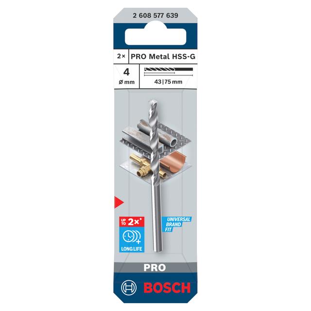 2 PUNTE BOSCH HSS RETTIFICATE Ø 4 mm PER METALLO PRO METAL HSS-G | Tecnomat 2 PUNTE BOSCH HSS RETTIFICATE Ø 4 mm PER METALLO PRO METAL HSS-G - 2 | Tecnomat