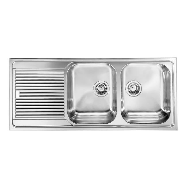 LAVELLO ZENITH 116x50 cm INOX SATINATO 2 VASCHE DESTRA CON SGOCCIOLATOIO PILETTA 3'' | Tecnomat LAVELLO ZENITH 116x50 cm INOX SATINATO 2 VASCHE DESTRA CON SGOCCIOLATOIO PILETTA 3'' | Tecnomat
