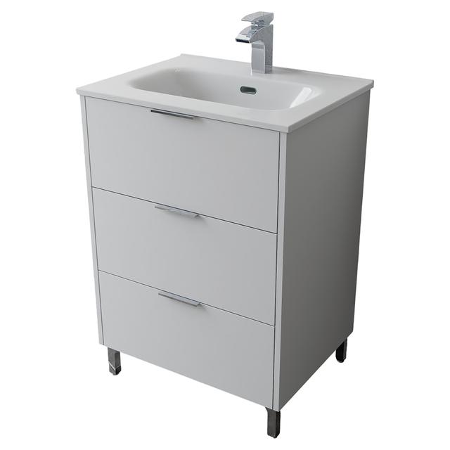 BASE CON LAVABO RIO BIANCO 3 CASSETTI 60x85x46 cm (LxHxP) SOFT CLOSE MANIGLIA ACCIAIO | Tecnomat BASE CON LAVABO RIO BIANCO 3 CASSETTI 60x85x46 cm (LxHxP) SOFT CLOSE MANIGLIA ACCIAIO - 2 | Tecnomat