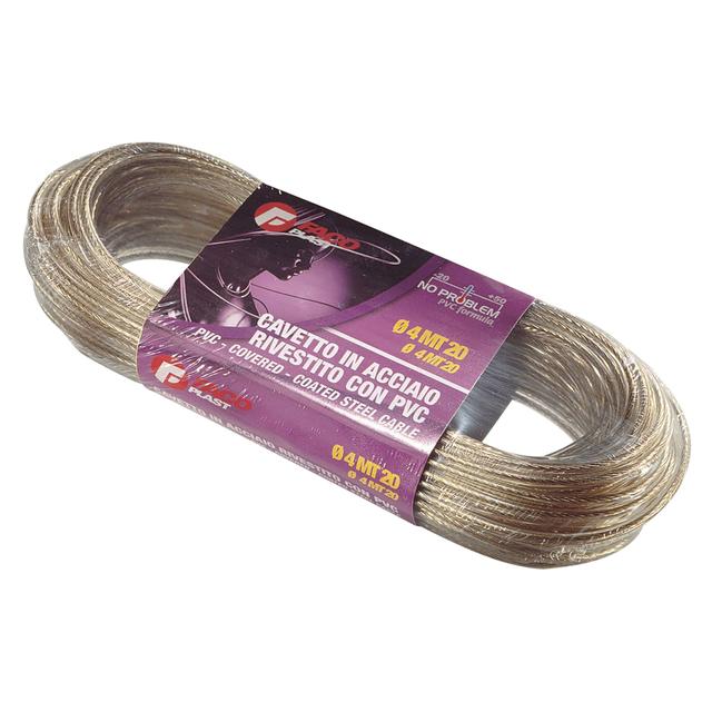 CAVO ACCIAIO OTTONATO FA.CO.PLAST Ø 4 mm 20 m RIVESTITO PVC TRASPARENTE | Tecnomat CAVO ACCIAIO OTTONATO FA.CO.PLAST Ø 4 mm 20 m RIVESTITO PVC TRASPARENTE | Tecnomat