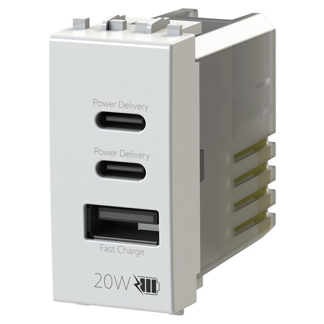 PRESA USB 4BOX 3 USCITE POWER DELIVERY 2 USCITE C 1 USCITA A 20W COMPATIBILE VIMAR PLANA | Tecnomat PRESA USB 4BOX 3 USCITE POWER DELIVERY 2 USCITE C 1 USCITA A 20W COMPATIBILE VIMAR PLANA | Tecnomat