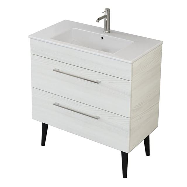 BASE NOVA IN LEGNO WHITE ELM 2 CASSETTI SOFT CLOSE 80x63,5x43 cm (LxHxP) MANIGLIE NERE | Tecnomat BASE NOVA IN LEGNO WHITE ELM 2 CASSETTI SOFT CLOSE 80x63,5x43 cm (LxHxP) MANIGLIE NERE - 2 | Tecnomat