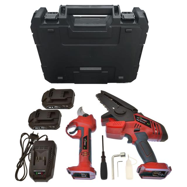KIT MINI MOTOSEGA E CESOIA A BATTERIA 20 V PROGREEN PG 20.2LI 2 BATTERIE LITIO 2 Ah | Tecnomat KIT MINI MOTOSEGA E CESOIA A BATTERIA 20 V PROGREEN PG 20.2LI 2 BATTERIE LITIO 2 Ah | Tecnomat