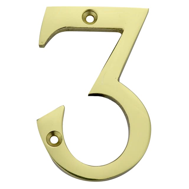 NUMERO INGLESE COTTALI ''3'' 75 mm OTTONE LUCIDO VERNICIATO | Tecnomat NUMERO INGLESE COTTALI ''3'' 75 mm OTTONE LUCIDO VERNICIATO - 2 | Tecnomat