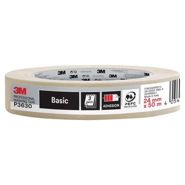 NASTRO MASCHERATURA 3M P3630 24mm x 50m BEIGE PER INTERNI IDEALE PER SUPERFICI LISCE | Tecnomat NASTRO MASCHERATURA 3M P3630 24mm x 50m BEIGE PER INTERNI IDEALE PER SUPERFICI LISCE - 2 | Tecnomat