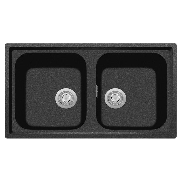 LAVELLO DIAMANT 86x50 cm IN GRANIT NERO 2 VASCHE | Tecnomat LAVELLO DIAMANT 86x50 cm IN GRANIT NERO 2 VASCHE | Tecnomat