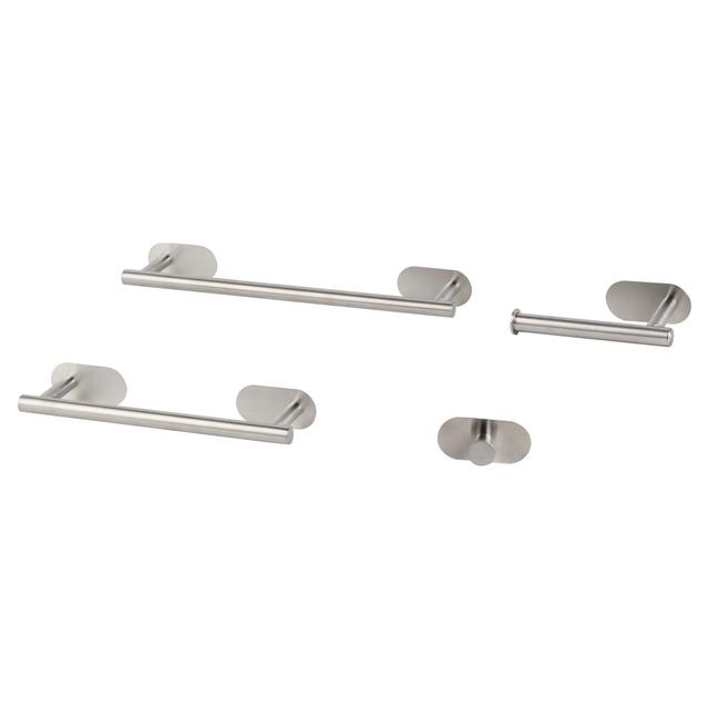 SET BAGNO DALLAS 4 PZ ACCIAIO SPAZZOLATO PORTA SALVIETTE 30cm, 40cm PORTA ROTOLO E GANCIO | Tecnomat SET BAGNO DALLAS 4 PZ ACCIAIO SPAZZOLATO PORTA SALVIETTE 30cm, 40cm PORTA ROTOLO E GANCIO | Tecnomat