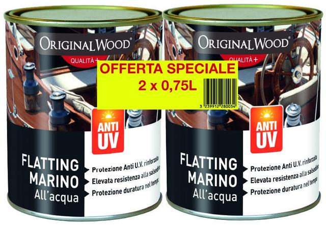 BIPACK FLATTING MARINO ORIGINAL WOOD LUCIDO 2 PEZZI DA 0,75 ml 12 m² CON 1 l | Tecnomat BIPACK FLATTING MARINO ORIGINAL WOOD LUCIDO 2 PEZZI DA 0,75 ml 12 m² CON 1 l | Tecnomat