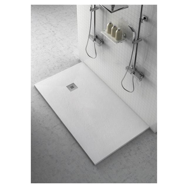 PIATTO DOCCIA PIZARRA EFFETTO PIETRA IN MARMORESINA BIANCO 80x100 cm H 2,5 cm PILETTA Ø 90 mm | Tecnomat PIATTO DOCCIA PIZARRA EFFETTO PIETRA IN MARMORESINA BIANCO 80x100 cm H 2,5 cm PILETTA Ø 90 mm - 2 | Tecnomat