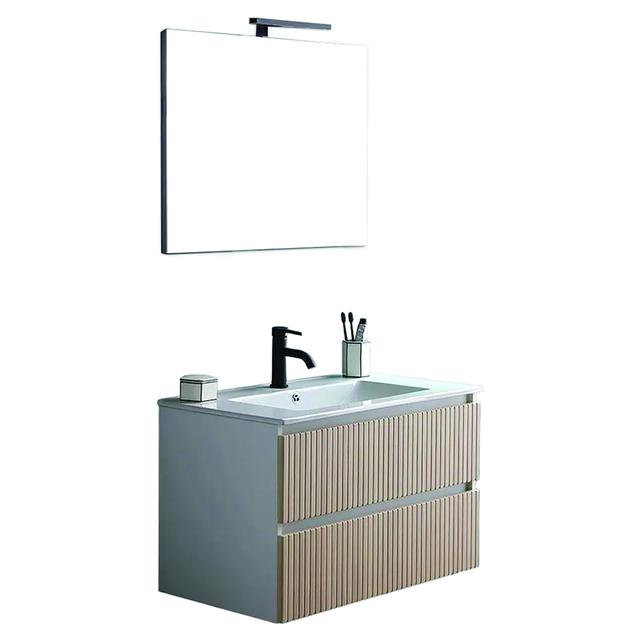MOBILE CANNES 2 CASSETTI 80x53x46cm CANNETTATO ROVERE LAVABO IN CERAMICA SPECCHIO | Tecnomat MOBILE CANNES 2 CASSETTI 80x53x46cm CANNETTATO ROVERE LAVABO IN CERAMICA SPECCHIO - 2 | Tecnomat