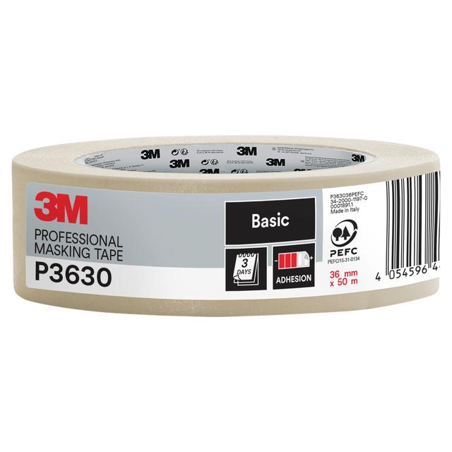 NASTRO MASCHERATURA 3M P3630 36mm x 50m BEIGE PER INTERNI IDEALE PER SUPERFICI LISCE | Tecnomat NASTRO MASCHERATURA 3M P3630 36mm x 50m BEIGE PER INTERNI IDEALE PER SUPERFICI LISCE - 2 | Tecnomat