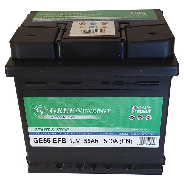 BATTERIA AUTO 55 Ah START & STOP EFB GREEN ENERGY SPUNTO 500 A 207x175x190 mm PESO 13 kg | Tecnomat BATTERIA AUTO 55 Ah START & STOP EFB GREEN ENERGY SPUNTO 500 A 207x175x190 mm PESO 13 kg | Tecnomat