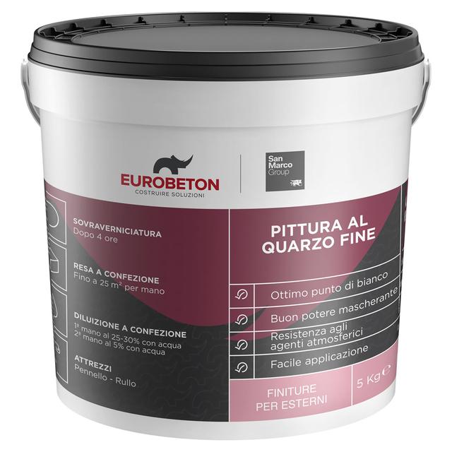 PITTURA QUARZO EUROBETON SANMARCO 5 kg BIANCO 2-2,5 m² CON 1 Kg A 2 MANI | Tecnomat PITTURA QUARZO EUROBETON SANMARCO 5 kg BIANCO 2-2,5 m² CON 1 Kg A 2 MANI | Tecnomat