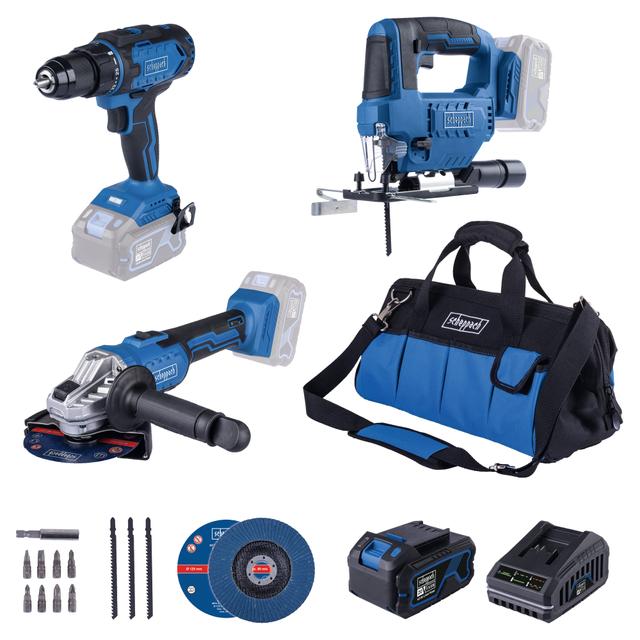 KIT SCHEPPACH 20 V TRAPANO AVVITATORE SMERIGLIATRICE 125 mm SEGHETTO ALTERNATI VO 4 Ah | Tecnomat KIT SCHEPPACH 20 V TRAPANO AVVITATORE SMERIGLIATRICE 125 mm SEGHETTO ALTERNATI VO 4 Ah - 2 | Tecnomat