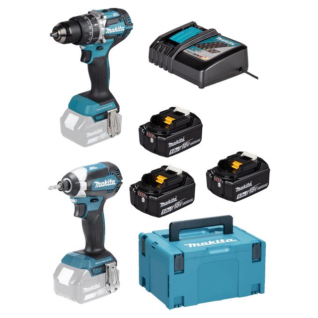 KIT TRAPANO BATTENTE MAKITA DLX2180TJ1 E AVVITATORE IMPULSI 18 V 170Nm 1/4" 3 BATTERIE 5 Ah | Tecnomat KIT TRAPANO BATTENTE MAKITA DLX2180TJ1 E AVVITATORE IMPULSI 18 V 170Nm 1/4" 3 BATTERIE 5 Ah - 2 | Tecnomat