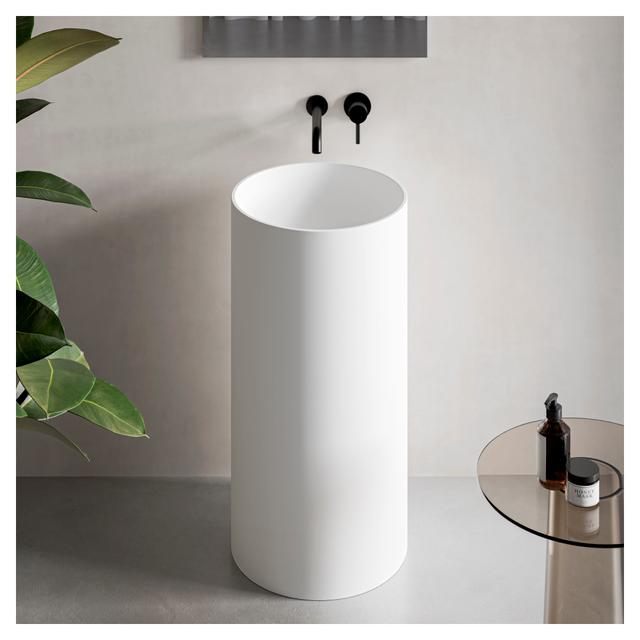 LAVABO FREESTANDING IN MINERALMARMO BIANCO OPACO Ø44 cm H87 cm PER LAVABO SCARICO A MURO | Tecnomat LAVABO FREESTANDING IN MINERALMARMO BIANCO OPACO Ø44 cm H87 cm PER LAVABO SCARICO A MURO - 2 | Tecnomat