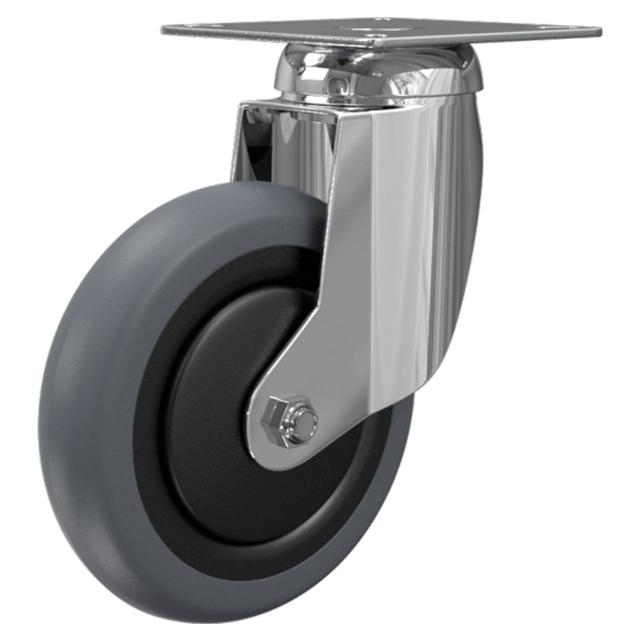 RUOTA Ø 80 mm CON PARAFILI PORTATA 80 kg NYLON GOMMA GRIGIO SUPPORTO A PIASTRA GIREVOLE | Tecnomat RUOTA Ø 80 mm CON PARAFILI PORTATA 80 kg NYLON GOMMA GRIGIO SUPPORTO A PIASTRA GIREVOLE - 2 | Tecnomat