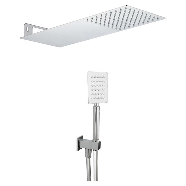 KIT DOCCIA TECOM ROYAL SQUARE SOFFIONE INOX A LASTRA 500x 200 mm CROMO DOCCETTA 1 G | Tecnomat KIT DOCCIA TECOM ROYAL SQUARE SOFFIONE INOX A LASTRA 500x 200 mm CROMO DOCCETTA 1 G | Tecnomat