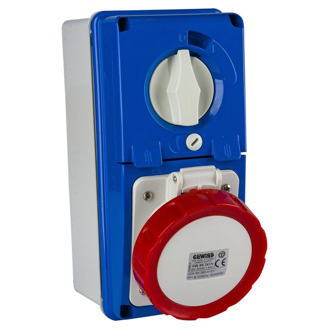 PRESA DA PARETE INTERBLOCCATA GEWISS 66241N 3P+T 32A 400/415V 6H IP67 CON FUSIBILI | Tecnomat PRESA DA PARETE INTERBLOCCATA GEWISS 66241N 3P+T 32A 400/415V 6H IP67 CON FUSIBILI | Tecnomat
