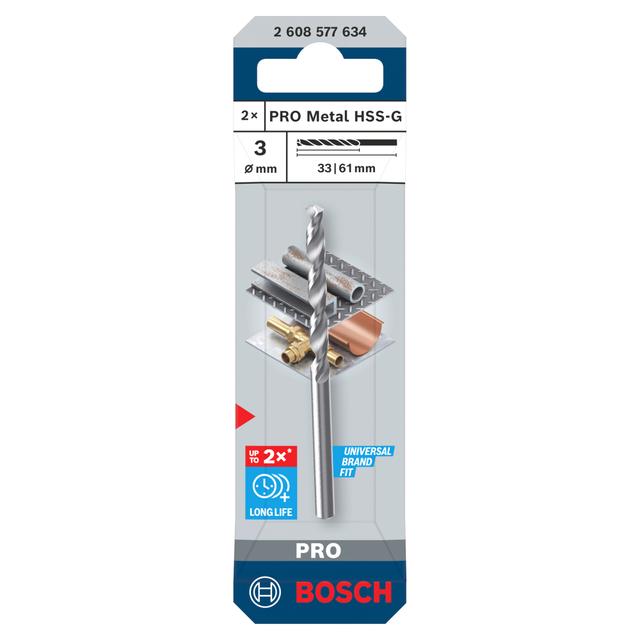 2 PUNTE BOSCH HSS RETTIFICATE Ø 3 mm PER METALLO PRO METAL HSS-G | Tecnomat 2 PUNTE BOSCH HSS RETTIFICATE Ø 3 mm PER METALLO PRO METAL HSS-G - 2 | Tecnomat