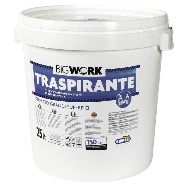 IDROPITTURA TRASPIRANTE BIGWORK CIPIR 25 l BIANCA PER INTERNO 5-6 m² CON 1 l A 2 MANI | Tecnomat IDROPITTURA TRASPIRANTE BIGWORK CIPIR 25 l BIANCA PER INTERNO 5-6 m² CON 1 l A 2 MANI | Tecnomat
