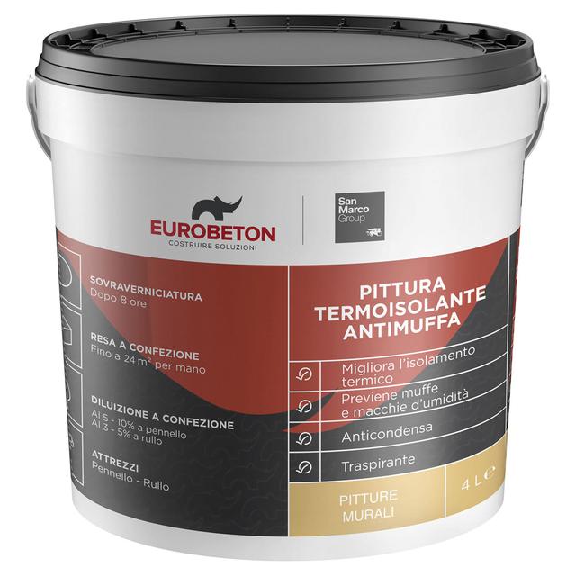 PITTURA TERMOISOLANTE EUROBETON SANMARCO 4 l BIANCO ANTIMUFFA 3 m² CON 1 l A 2 MANI | Tecnomat PITTURA TERMOISOLANTE EUROBETON SANMARCO 4 l BIANCO ANTIMUFFA 3 m² CON 1 l A 2 MANI | Tecnomat