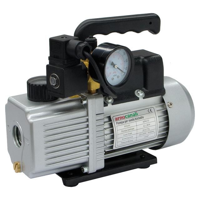 POMPA BISTADIO ARNOCANALI PER ALTO VUOTO 42 l/min CON VACUOMETRO ELETTROVALVOLA E OLIO | Tecnomat POMPA BISTADIO ARNOCANALI PER ALTO VUOTO 42 l/min CON VACUOMETRO ELETTROVALVOLA E OLIO | Tecnomat